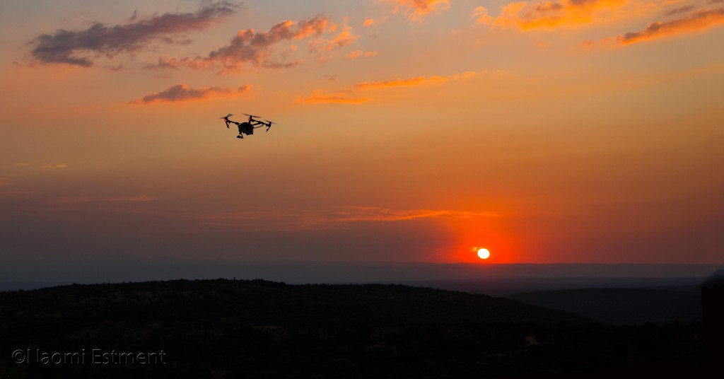 Aerial Drone Flying at Sunset