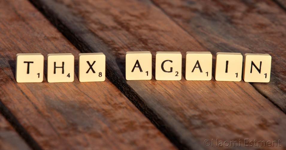 THX AGAIN Scrabble Letters